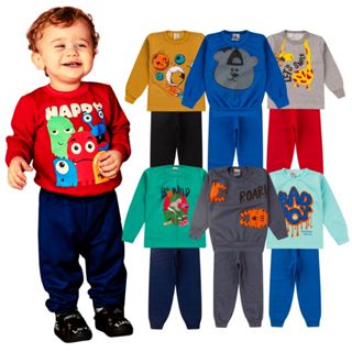 Kit 6 Peças Conjunto Moletom Infantil Menino 1 ao 16 Masculino Inverno Manga Longa