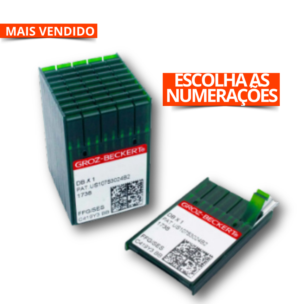 Agulha de Máquina Conjunto com 10 unidades de Agulha Reta Cabo Fino Industrial DBX1 1738 Groz-Beckert