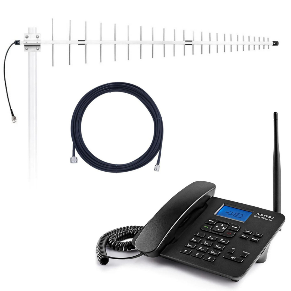 Kit Celular de Mesa 2G Plus CA-42S + Antena CF-4000 e Cabo 10m Aquário