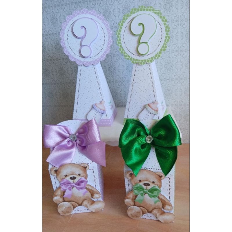 PEGUE E MONTE - Kit Festa Personalizados CHÁ REVELAÇÃO LILÁS E VERDE Lembrancinhas Caixinhas para festa
