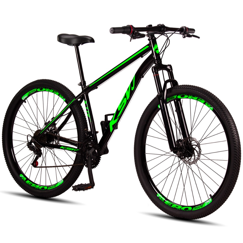 Bicicleta Aro 29 Aço Carbono KSVJ Freios a Disco Suspensão 21V