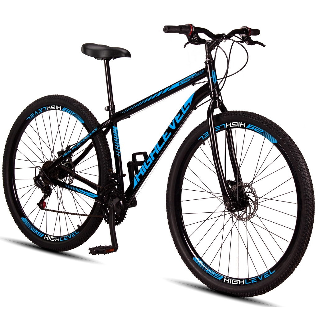 Bicicleta Aro 29 Highlevel Aço Carbono Freios a Disco 21 Marchas