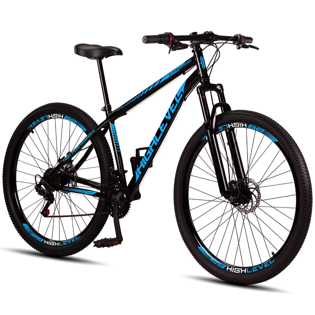 Bicicleta Aro 29 Highlevel Aço Carbono Freios a Disco Suspensão Dianteira 21 Marchas — imagem 1