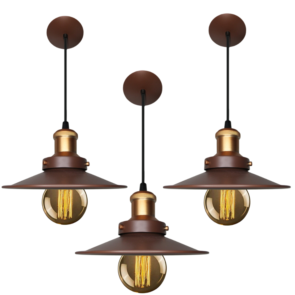 Luminária Pendente Nordic 22cm  Kit C/3 Marrom C/Cobre Vintage Retrô Industrial em Oferta na Shopee