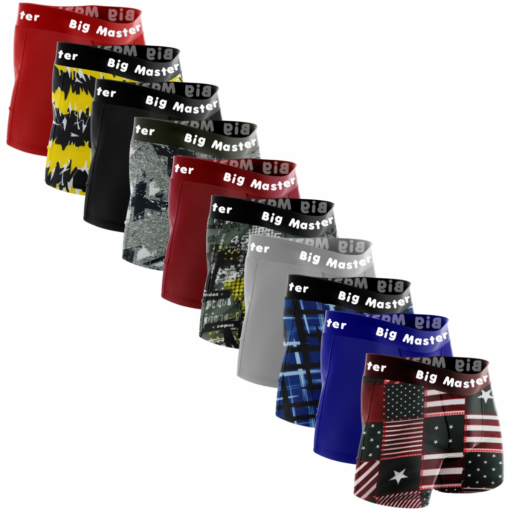 kit Cueca  Box Masculina Microfibra BIG MASTER com Forro 100% Algodão Veste 36 ate 46 em Oferta na Shopee