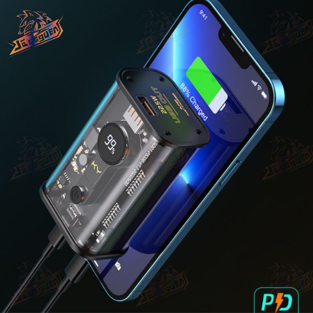 Powerbank Carregador Portátil 20000mah Turbo Transparente
