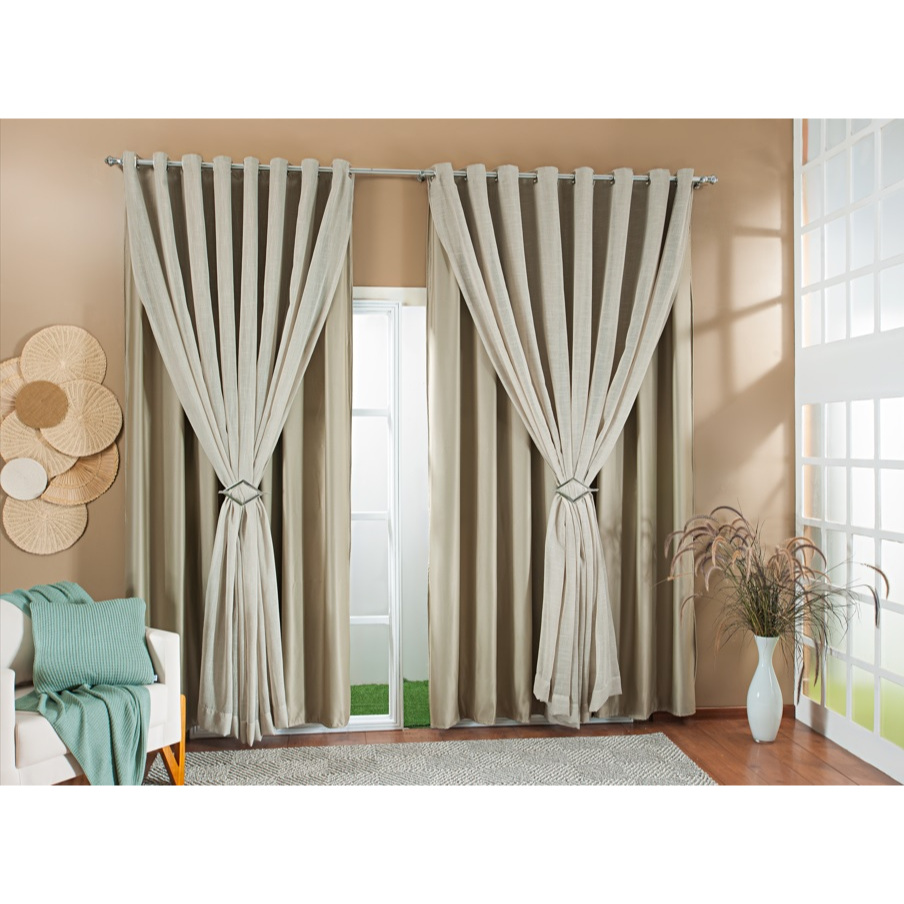 Cortina Gaze De Linho E Forro Blackout Sala Quarto Alto Padrão Luxo 8,00m X 2,80m Varias Cores
