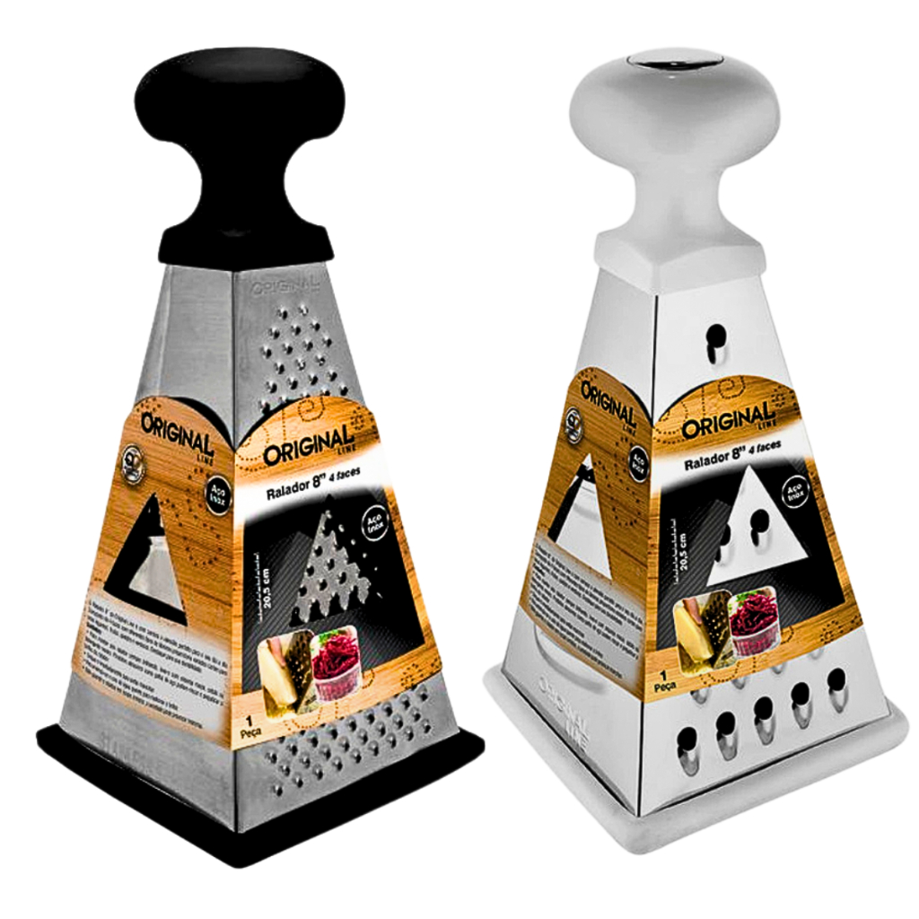 Ralador de metal Alça de plástico Original Line 20cm Aço inoxidável Durabilidade Cozinha prática Ergonomia Multifuncional Base antiderrapante Lâminas versáteis Facilidade de limpeza Ralação eficiente Conforto no manuseio Utensílio de cozinha Qualidade ga