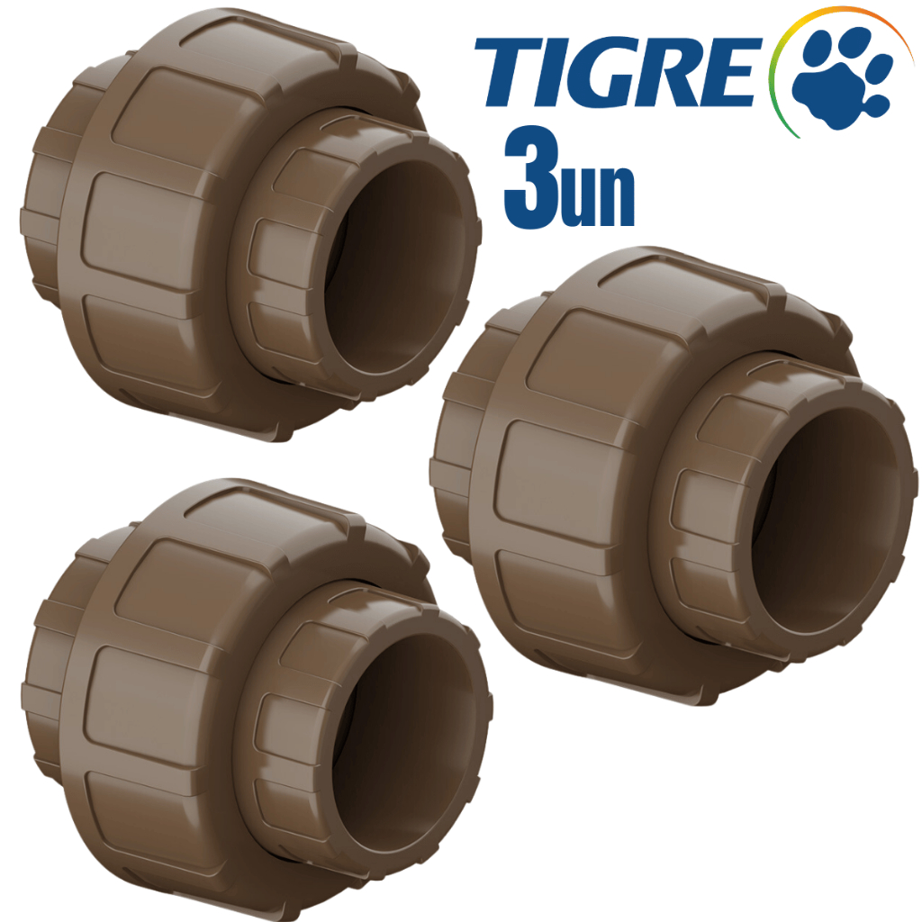 Kit 3 União Soldável 50mm Tigre PVC Água Fria 1,1/2" Motobomba Construção Encanamento