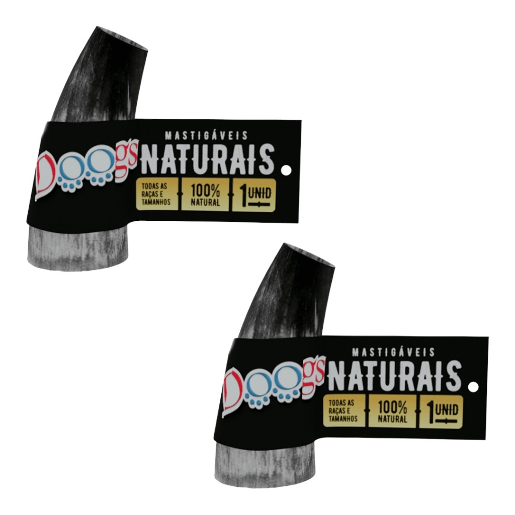 Kit 2 Mordedor Natural Doogs Chifre Bovino Mastigável P/cães