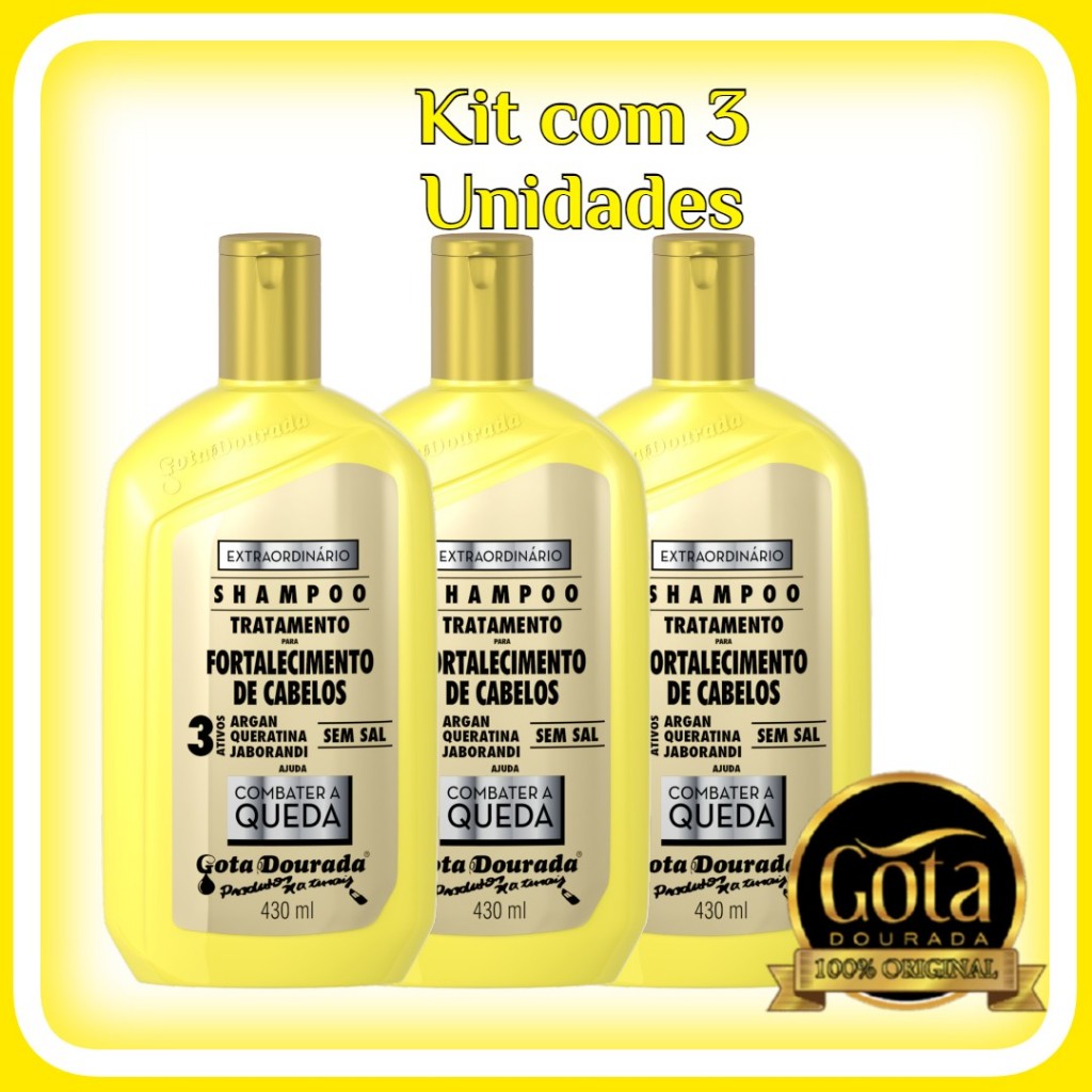 Kit Shampoo Extraordinário Gota Dourada Com 3 unidades em Oferta na Shopee
