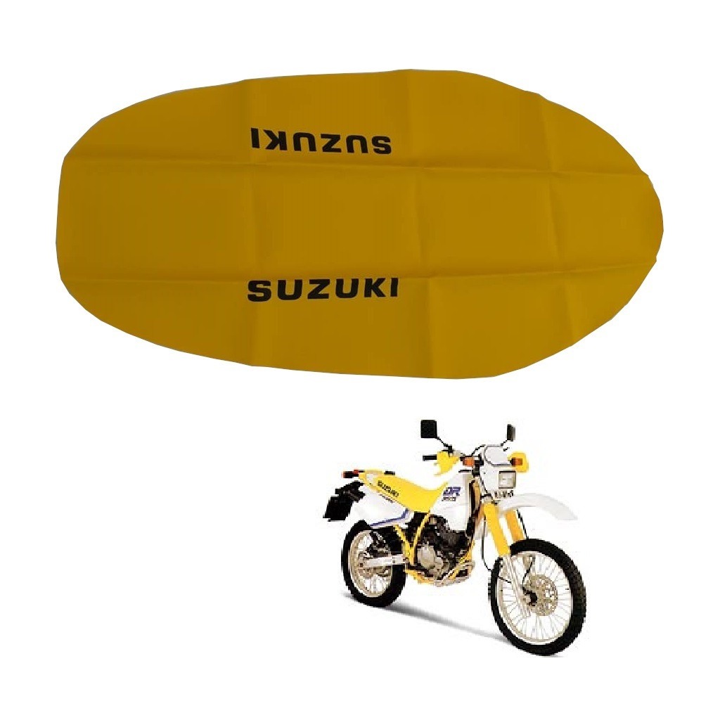 Capa Banco Modelo Original Suzuki Dr 400 Amarela Com Escrita - Antiderrapnte / Fibra Carbono