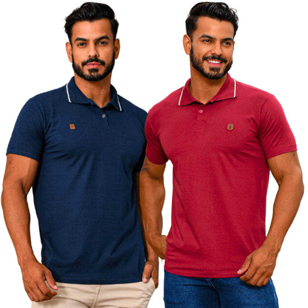 Kit 2 Camisetas Masculina com Gola Top Malha 100% Algodão Tamanho Plus Size Tipo Polo