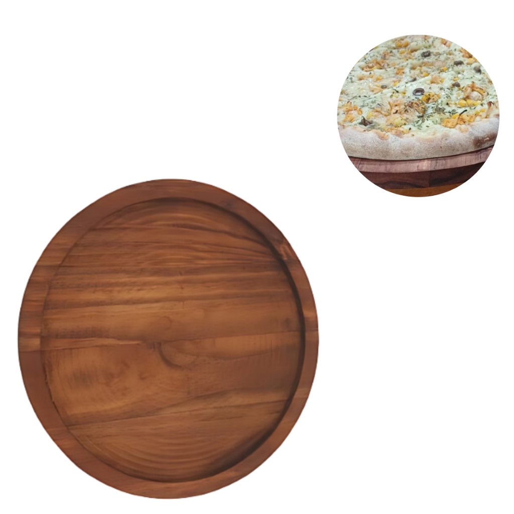 Bandeja Madeira Maciça Redonda de Pizza para Forma 40Cm em Oferta na Shopee