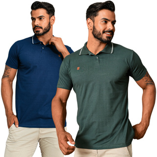 Kit 2 Camisas Gola Polo Camiseta Masculina Modelo Slim Fit Algodão Esporte Casual Premium em Oferta na Shopee