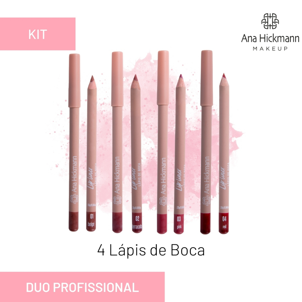 Kit 4 Lápis de Boca Veganos Com Oleos Naturais 4 Cores Ana Hickmann - Beauty