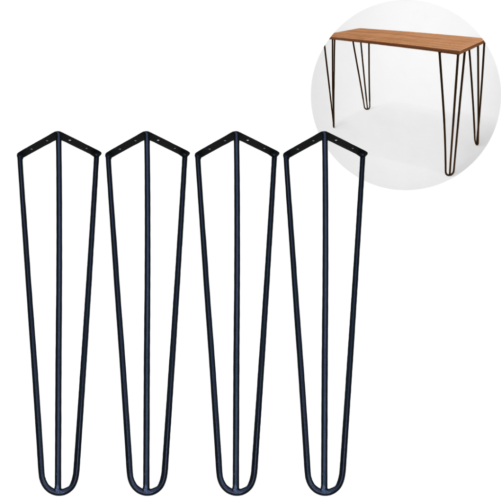 4 Pés De Mesa Hairpin Legs 70cm 7mm Aço Preto