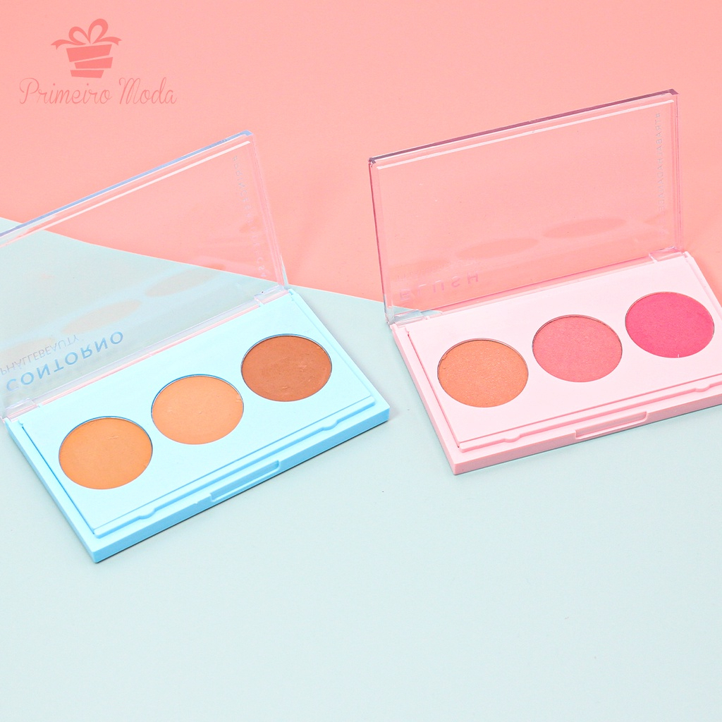 Paleta Trio Contorno e Blush PhálleBeauty Alta Pigmentação