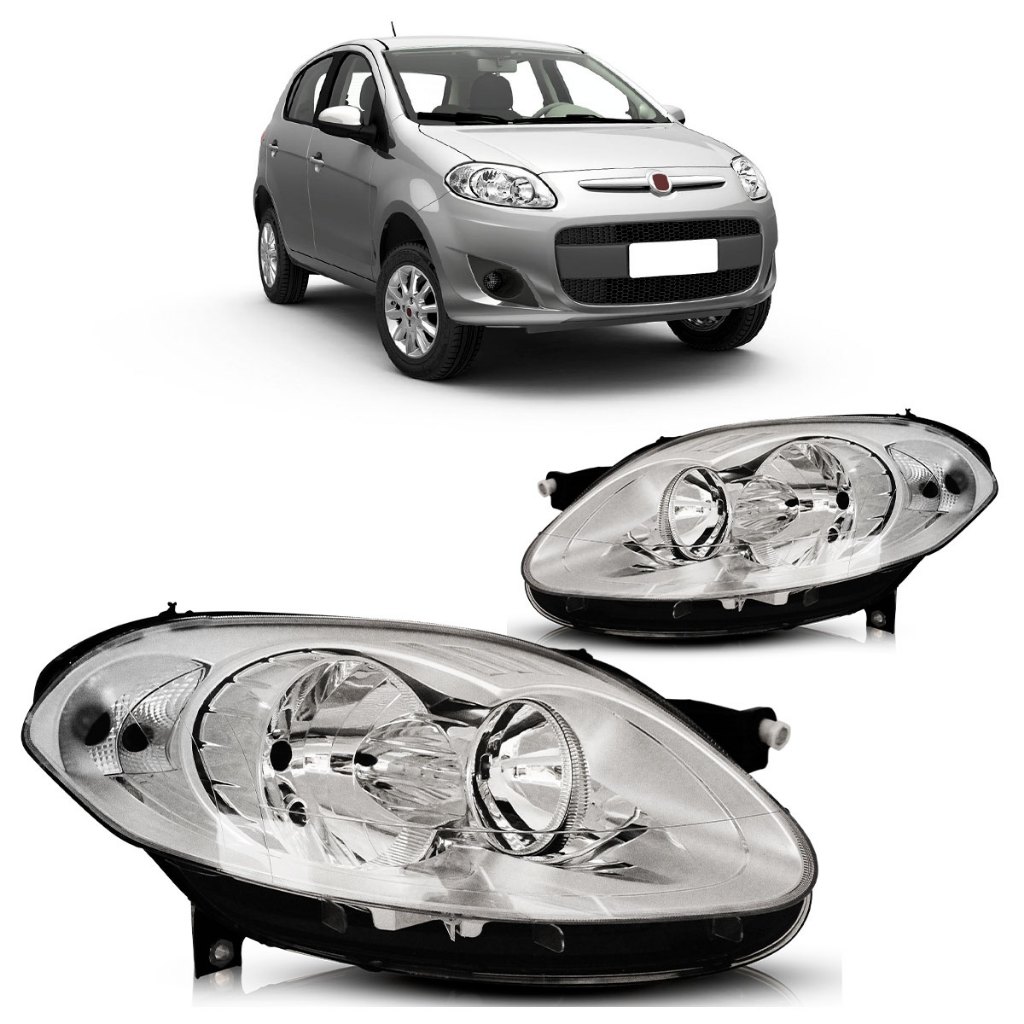 Par Farol Dianteiro Palio G5 2012 2013 2014 2015 2016 Máscara Cromada em Oferta na Shopee