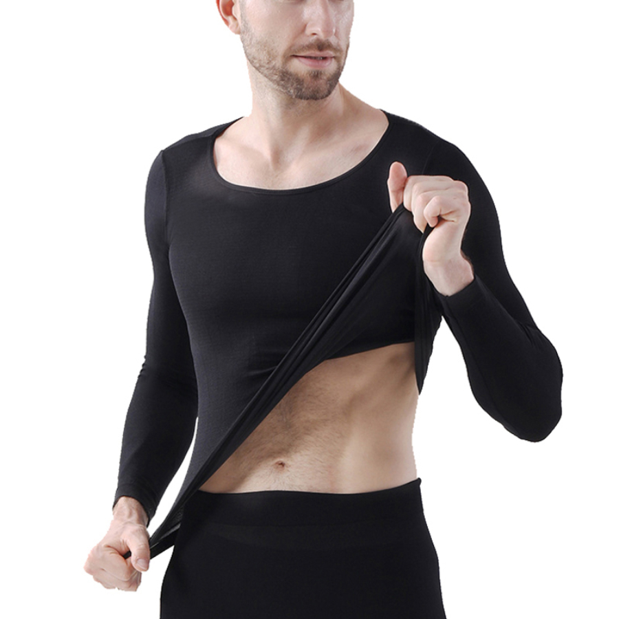 Conjunto Segunda Pele Térmica Flanelado Frio Intenso Preto Masculino Calça + Blusa Peluciado