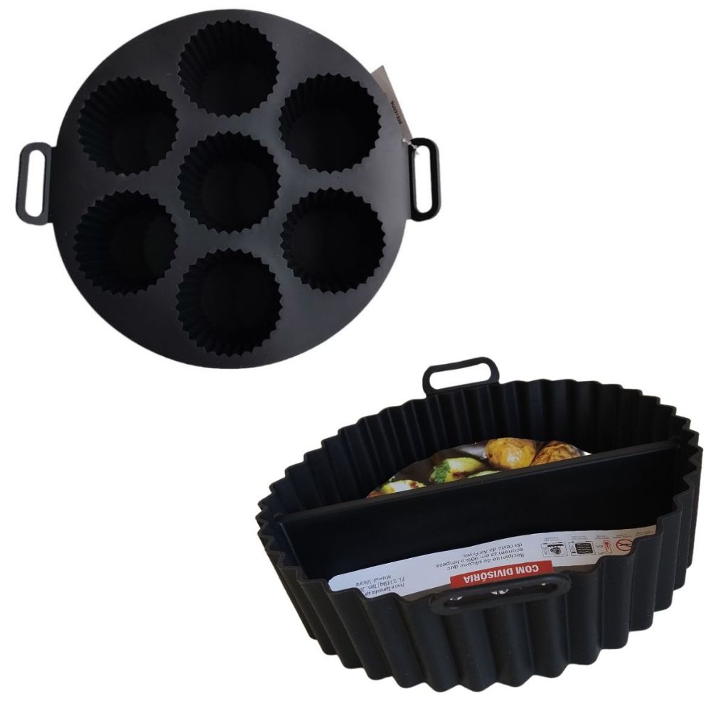 Kit Forma Silicone Muffin Cupcake E Cesto Air Fryer Divisória