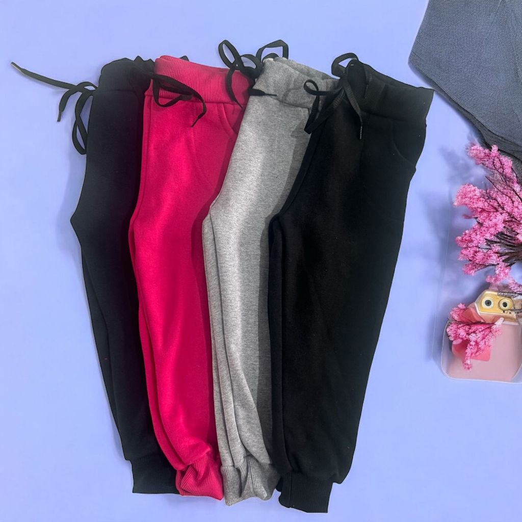 KIT 3 Calça de moletom com punho infantil e juvenil menina e menino CORES SORTIDAS