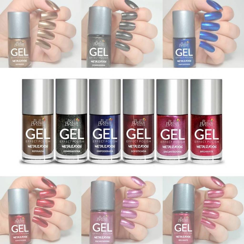 Kit 06 Esmaltes Metalizados Efeio Gel 212 214 216 218 219 220 em Oferta na Shopee