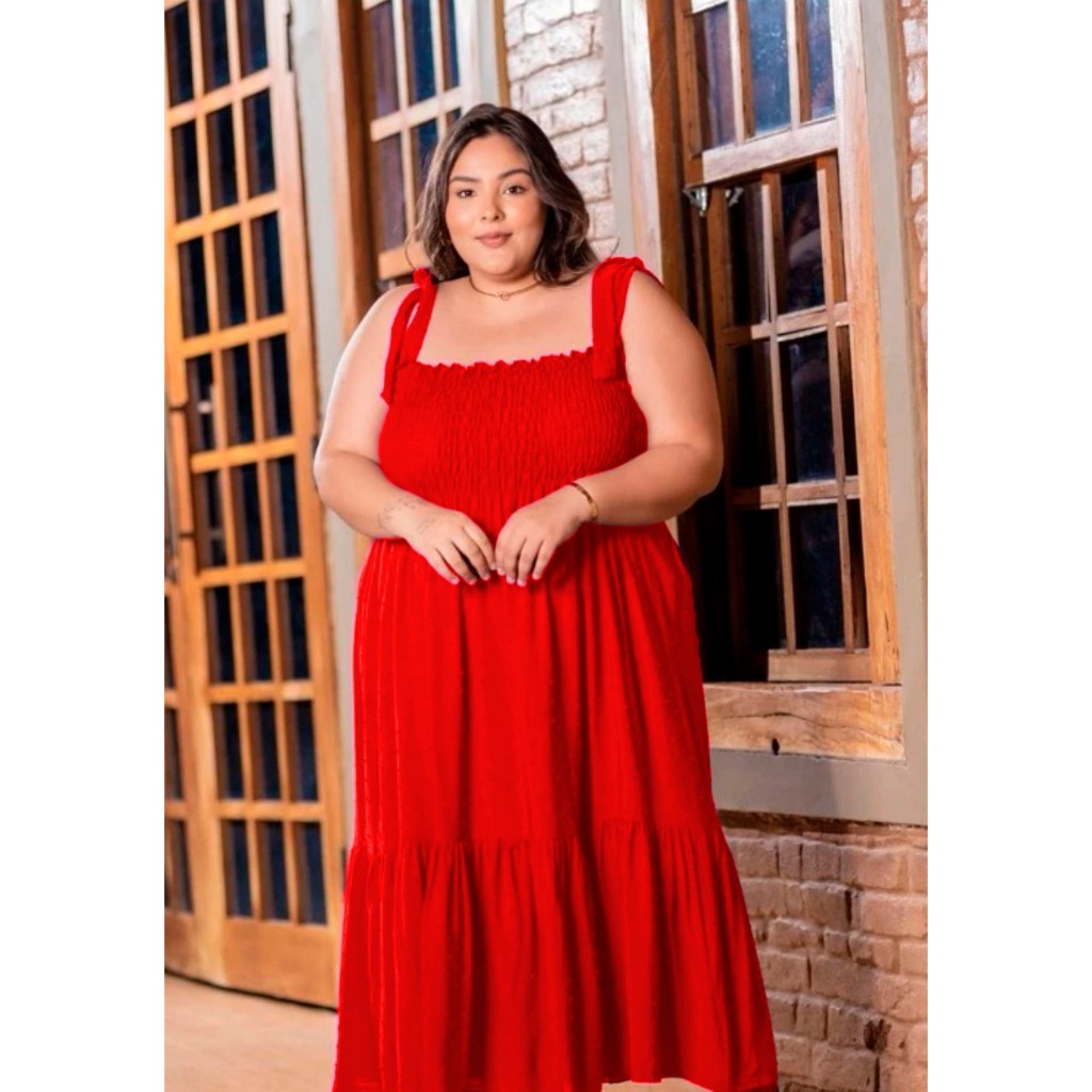 Plus Size Tamanho Grande Vestido Midi Confortável Soltinho qualidade premium
