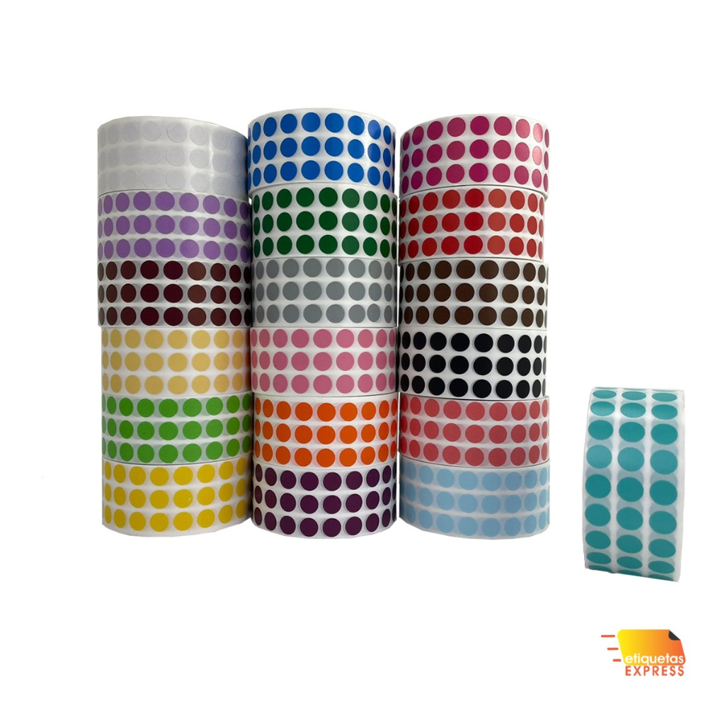 Etiqueta Selo Bolinha Colorida 10mm - Rolo Com 1000 Unidades