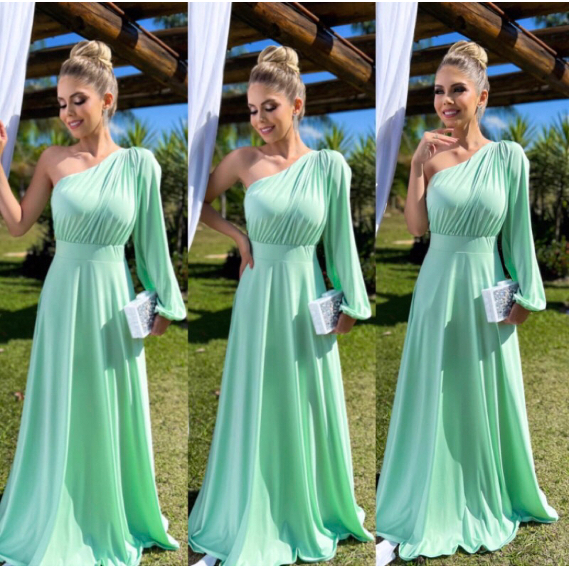 Vestido Social longo Festa Um Ombro AnaBella