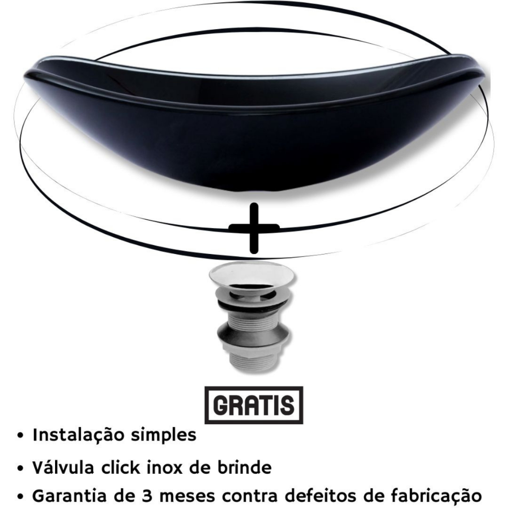 Kit Cuba Pia de Vidro Chanfrada 47cm Com Válvula Click Inox Inteligente Inclusa em Oferta na Shopee