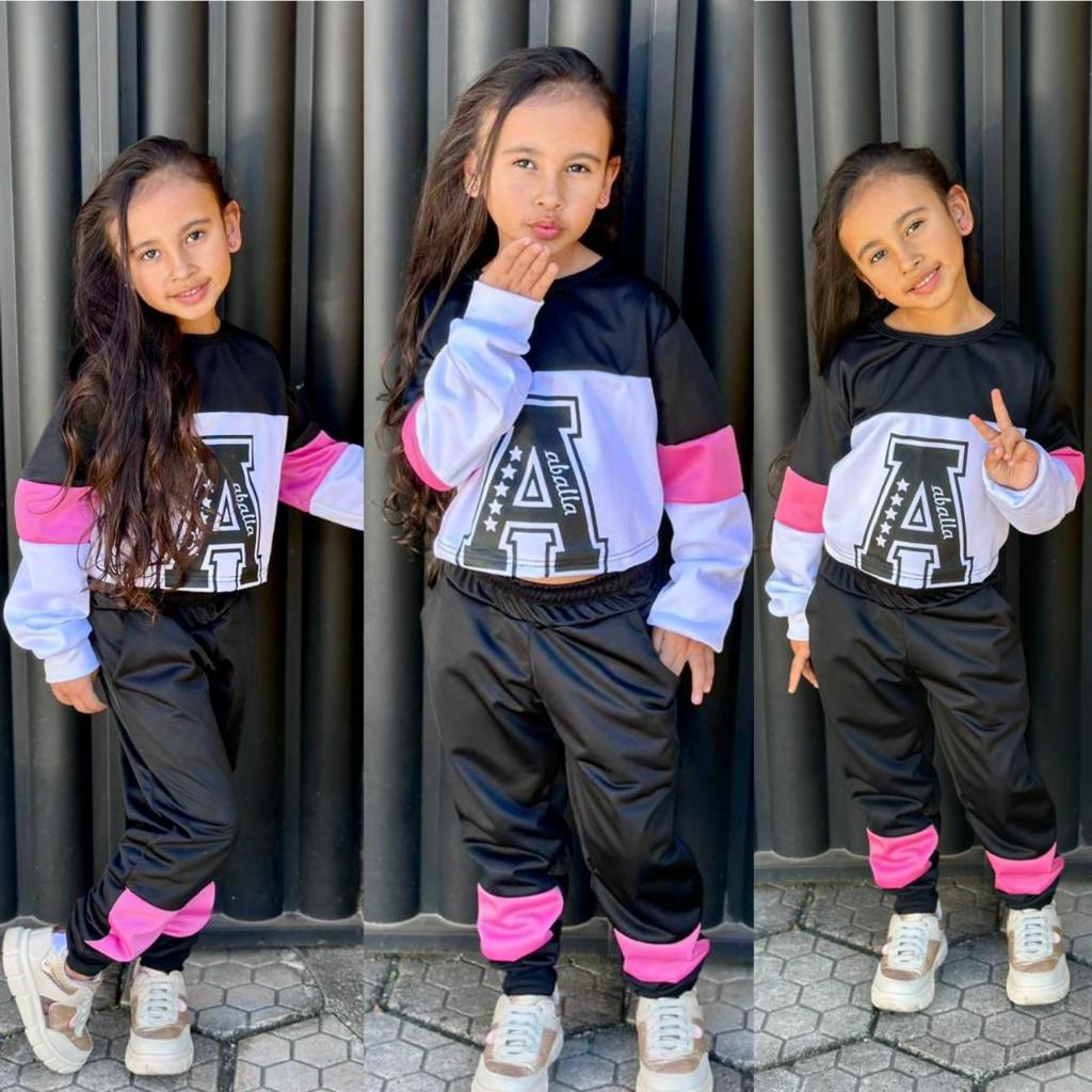 Conjunto Abrigo infantil Juvenil feminino de Inverno Moletom Chimpa