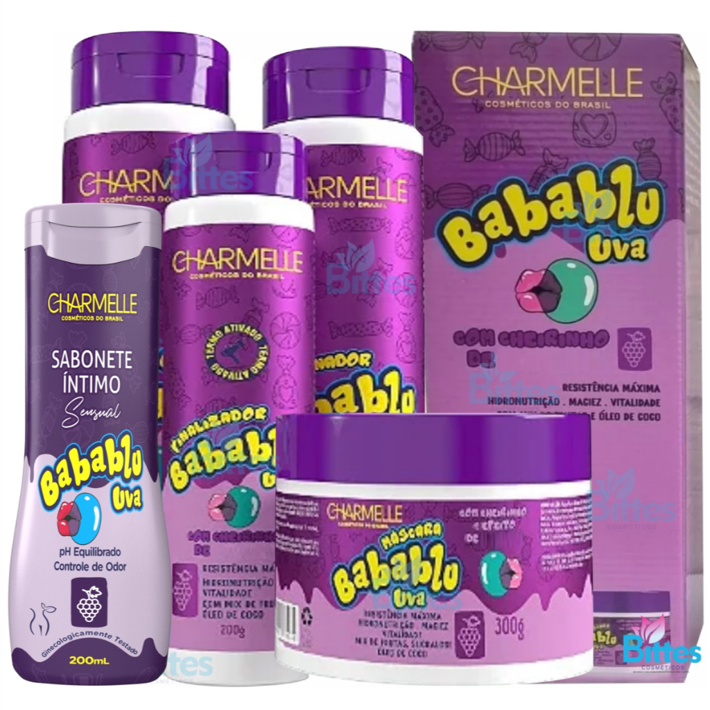 KIT BABABLU  5 ITENS CHARMELLE COSMÉTICOS CABELO E CORPO TUTTI FRUTTI