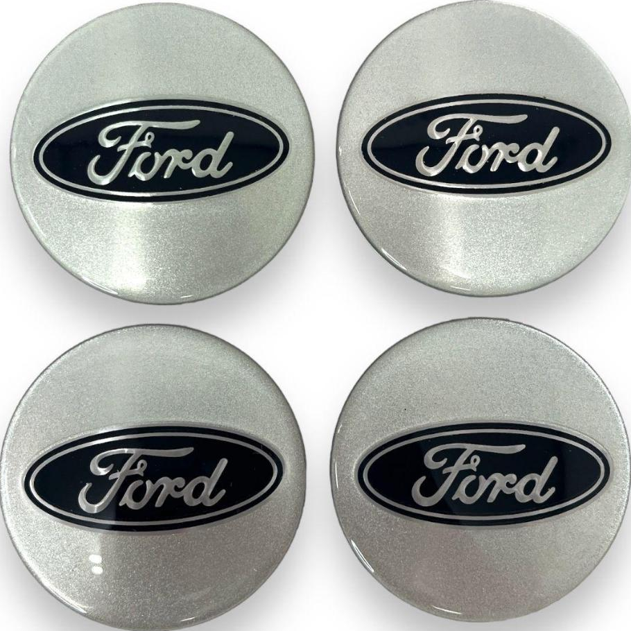 Emblema Logo Automotivo Resinado Ford Prata 51mm Adesivo Centro Roda Original Premium Alta Qualidade