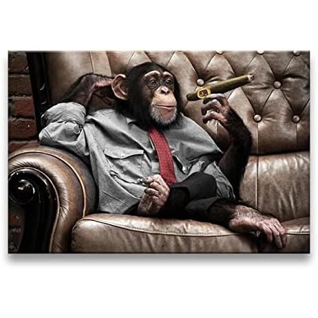 quadro decorativo mdf 70x50 alta resolução 4k macaco charuto gorila