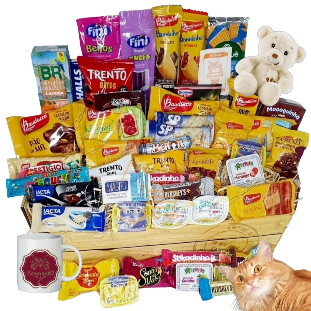 Cesta Café Da Manhã E Chocolate Presente 52 Itens Caneca Aniversario Surpresa Casal Namorados Pais em Oferta na Shopee