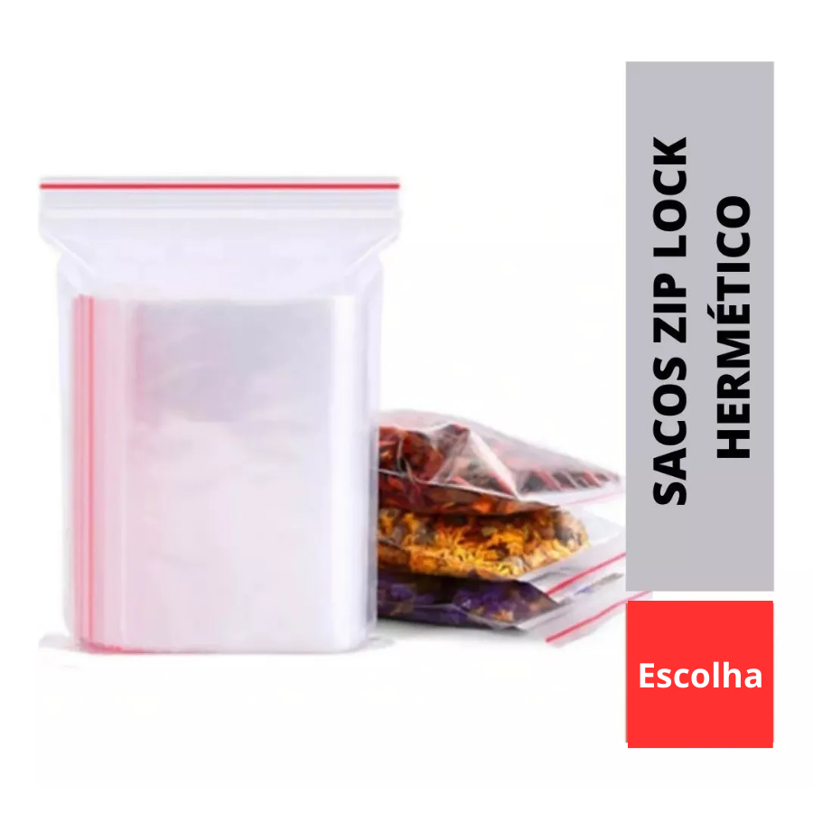 Saco Zip Lock Hermético C/ 100 Unidades - Abre Fecha Alimentos Livre BPA Free Diversos Tamanhos