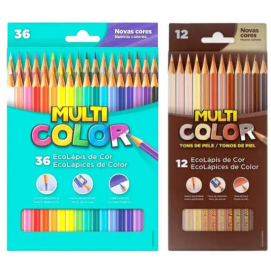 Lápis De Cor 48 Cores 36 Multicolor +12 Tons De Pele
