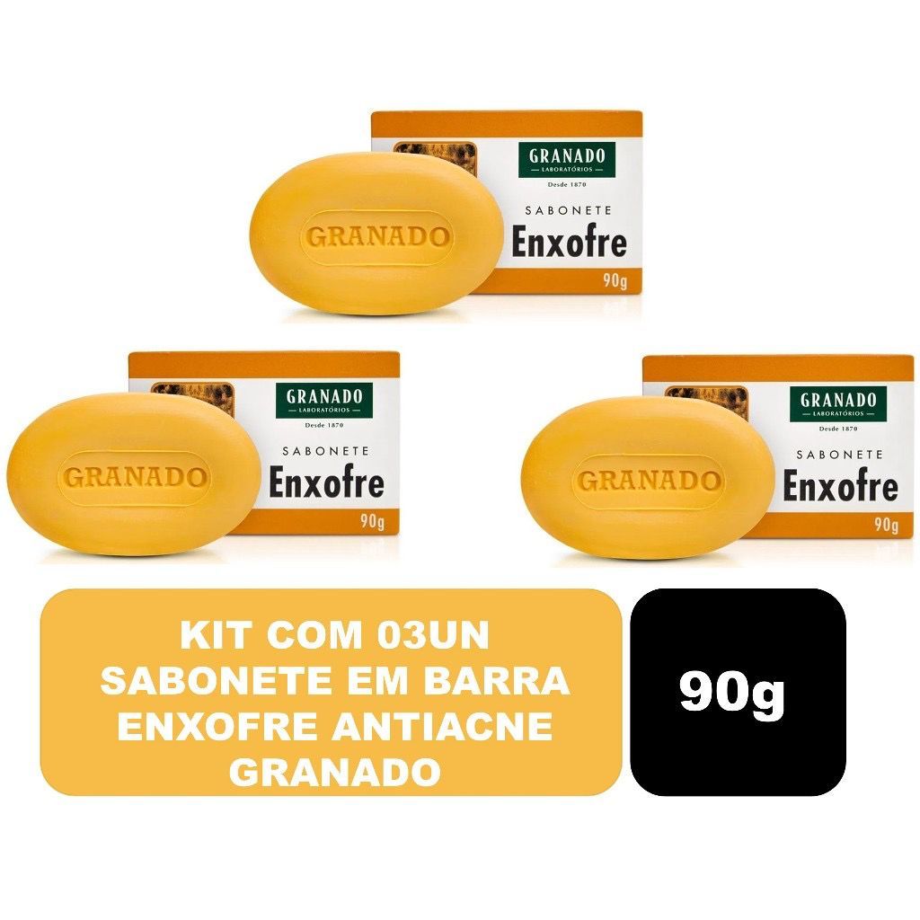 Kit C/3 Sabonete em Barra Enxofre Antiacne Granado 90g