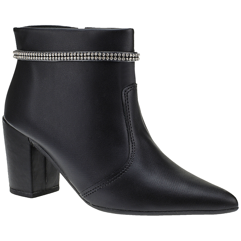 Bota Feminina Cano Curto Salto Bloco Baixo Médio Brilho Confortável Tendência Moda Outono Inverno