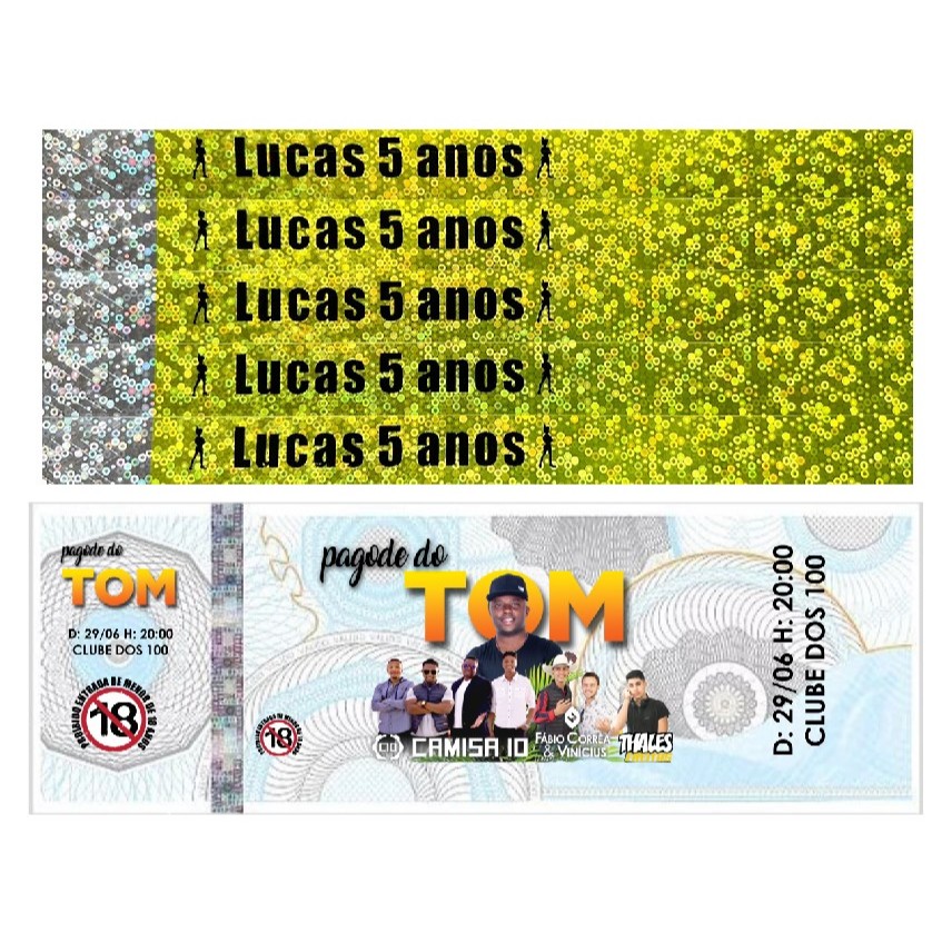 Kit Balada 100 Ingresso Personalizado + 100 Pulseira Holográfica Balada Evento Festa