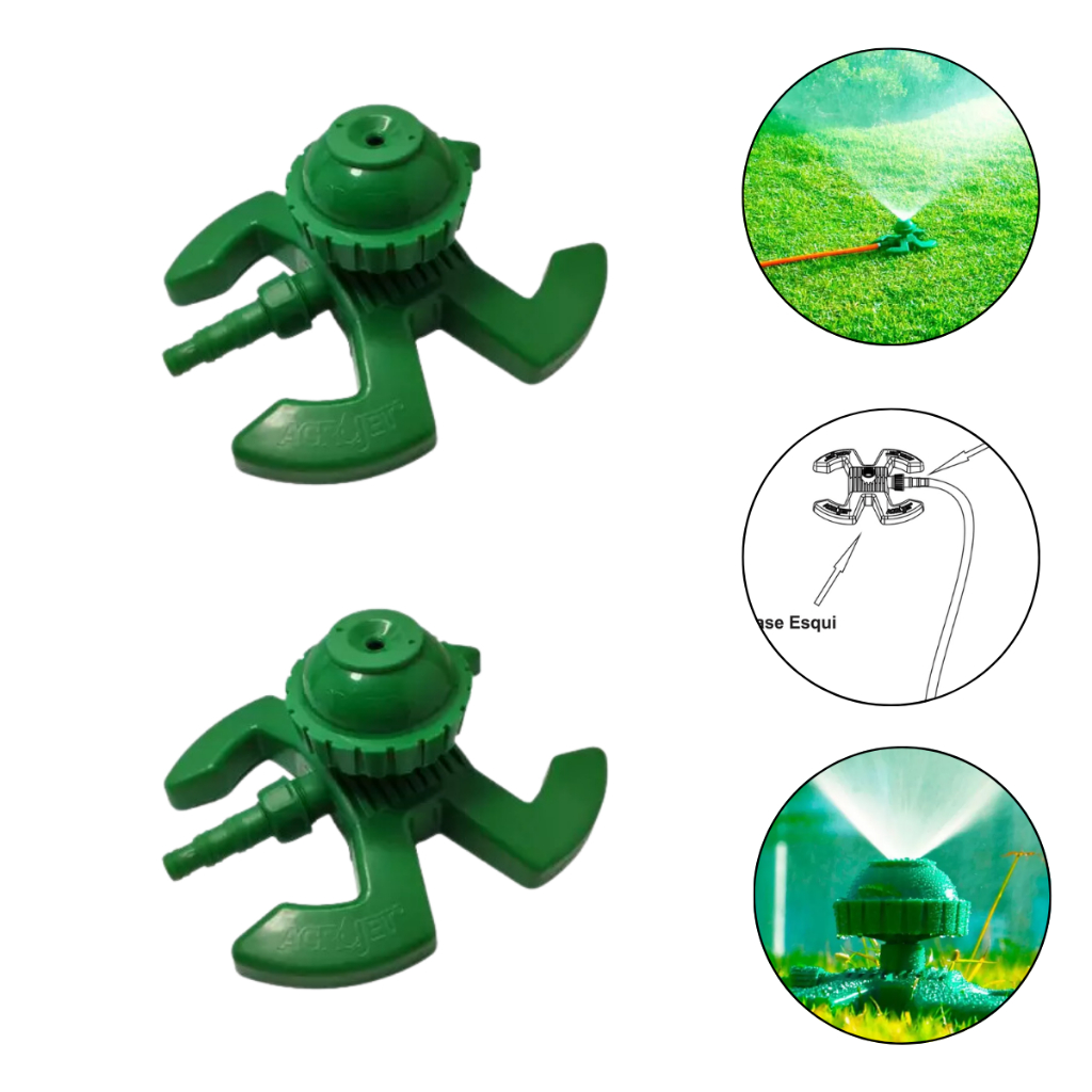 Kit 2 Aspersor Vulcão Sapo Agrojet para Irrigação Jardim Horta Com Adaptador Mangueira
