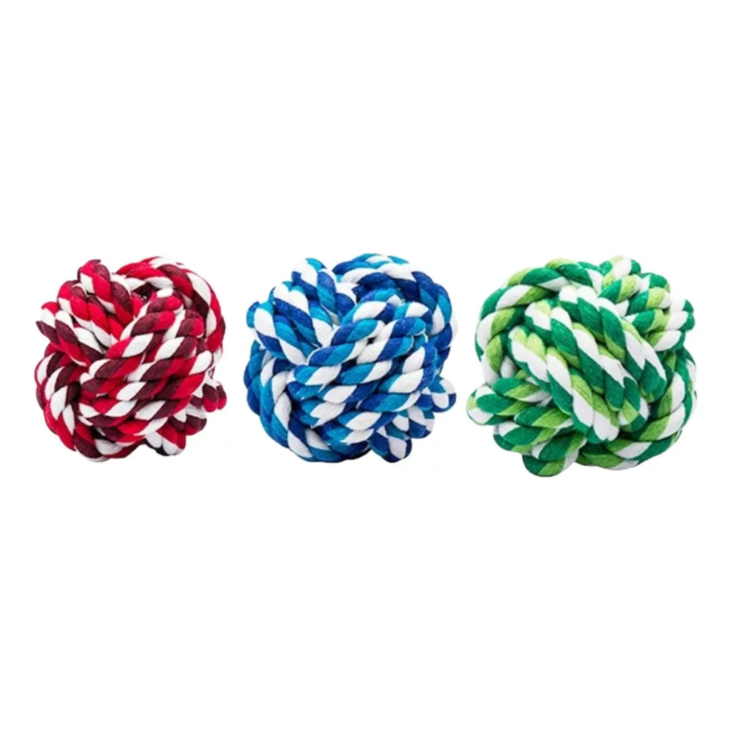 Brinquedo para Cachorros Kit Bola Corda Dog235 com 03 Unidades Coloridas em Oferta na Shopee