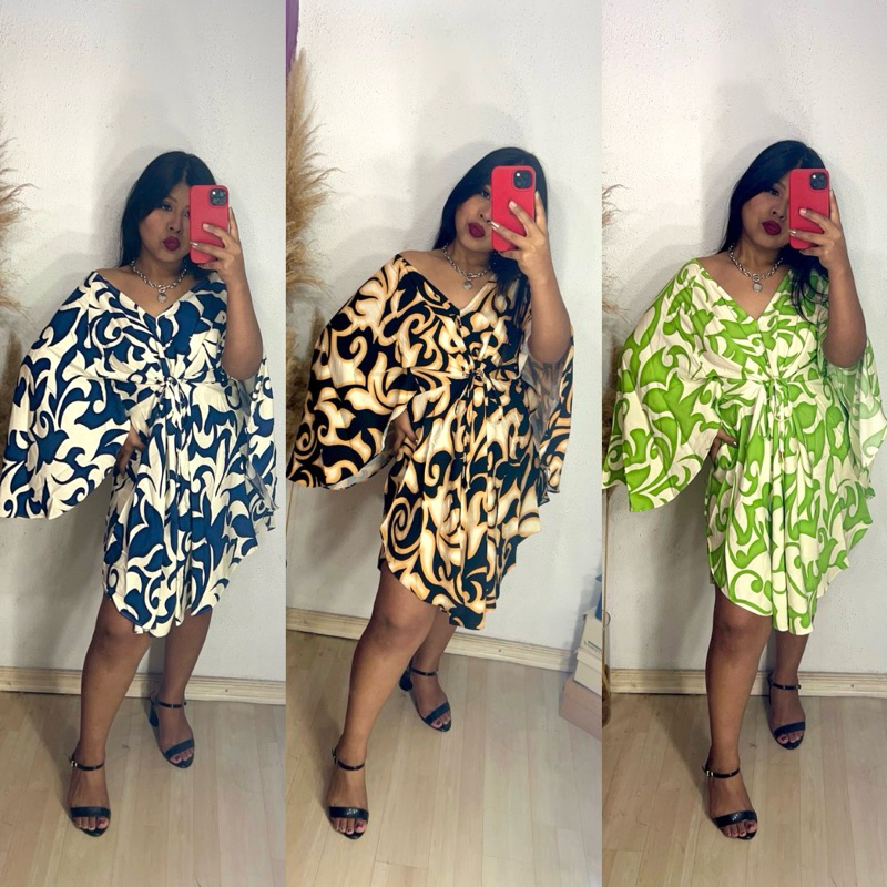 Vestido kimono  Saida de Praia Bata kafta Vestido Chamisse Femenino curto de amarrar manga flare