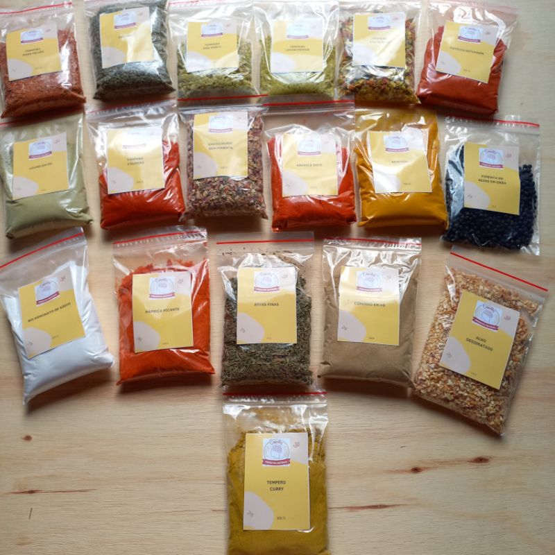 kit 20 temperos naturais, condimentos e especiarias premium