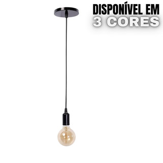 Luminária Pendente Simples Fio Cabo Retrô Vintage Soquete Bocal E27 Bivolt