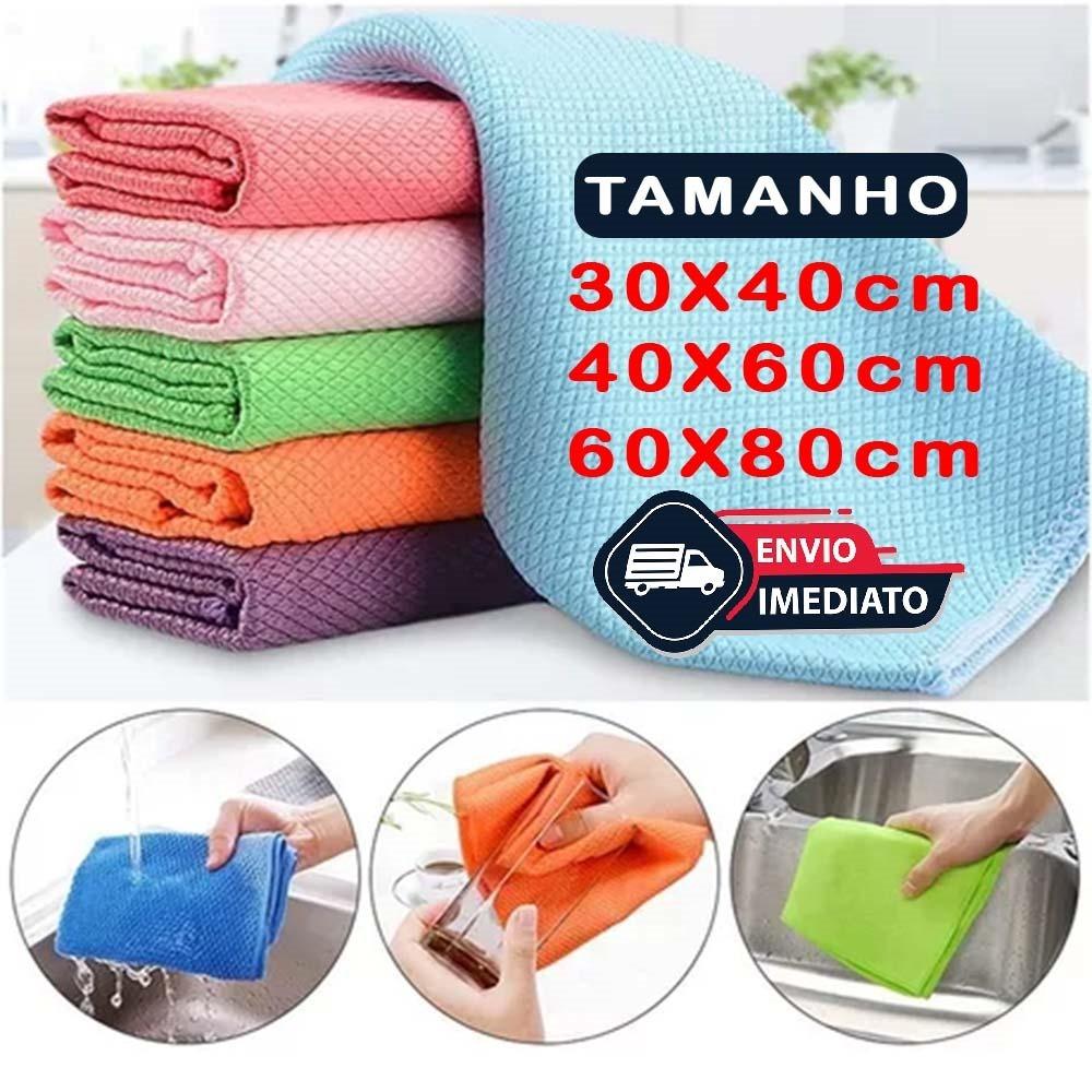 Toalha Mágica Escama De Peixe Limpeza Alta Absorção Mágica Pequena Media Grande em Oferta na Shopee