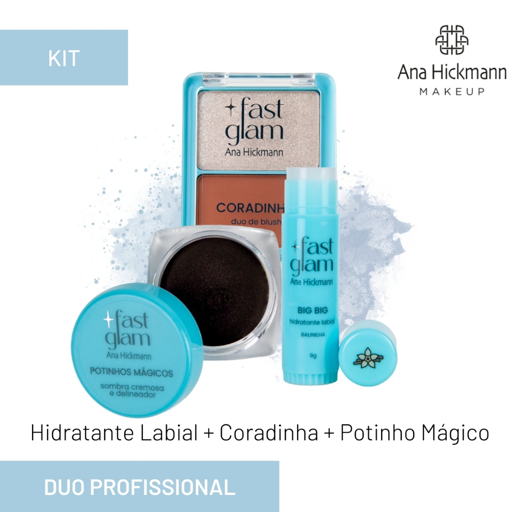 Kit Sombra Cremosa e Delineador Marrom + Blush Duo Contorno + Hidrantante Labial - Ana Hickmann em Oferta na Shopee
