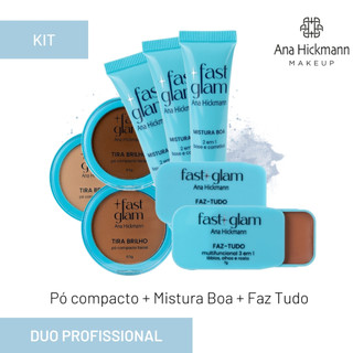 Kit Pó Compacto Tira Brilho + Base 2 em 1 + Faz tudo Multifuncional 3 em 1 Latte - Ana Hickmann em Oferta na Shopee