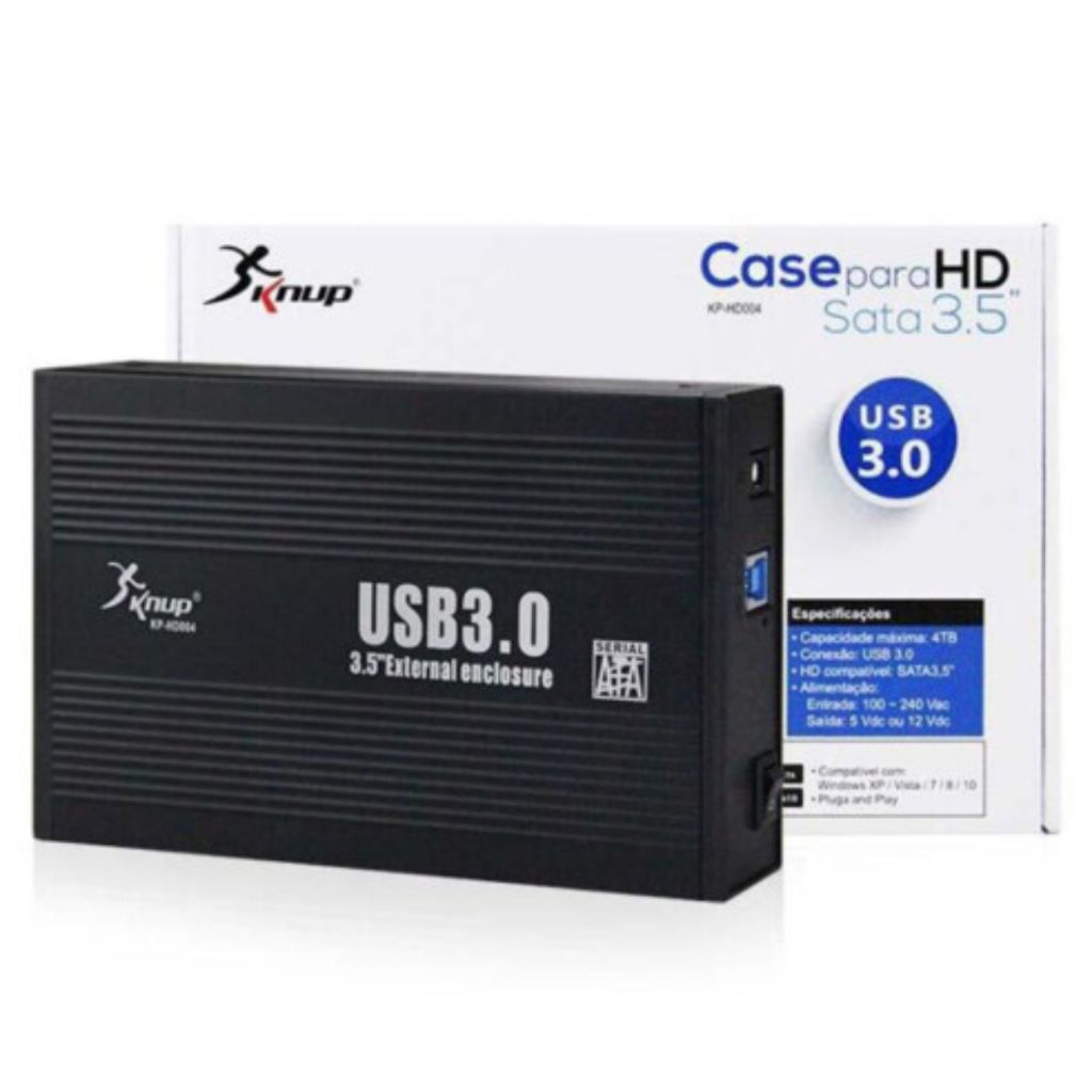 Case Externo Gaveta para HD SATA 3.5" SSD USB 3.0 para Notebook PC Vídeo Game